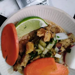 I ordered 3 chicken tacos,1 with sour cream. There was no sour cream on the taco they wrapped separately