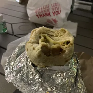 After the first bite of the chicken burrito