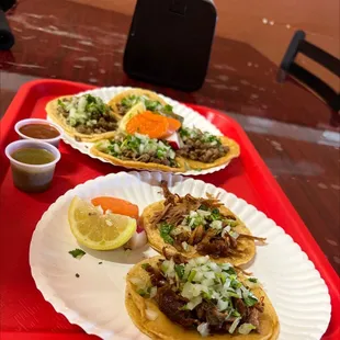 two plates of tacos