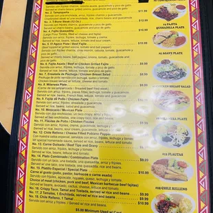 menu
