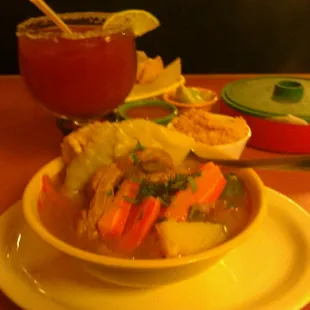 Caldo de res and michelada. Breakfast of champions!