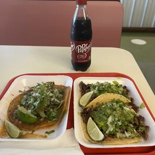 Carne Asada tacos and Birria Taco