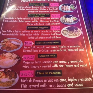 the menu
