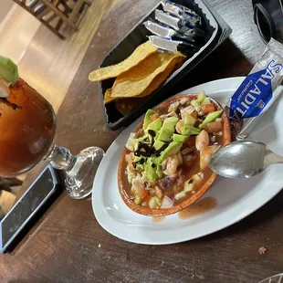 Tostada Mixta! The best in town accompanied with saladitas.