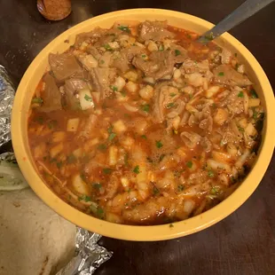 Menudo to go(my bowl) best Menudo in town.