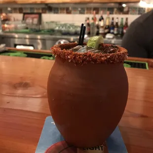 Tequila, sprite, lemon ... tajin...  forgot the name