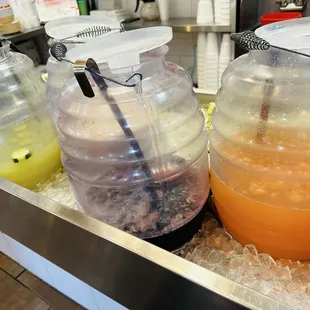 Fresh juice, get the orange one. It's taste like cantaloupe.