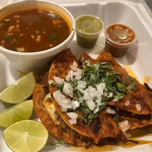 mexican food in a styrofoam container