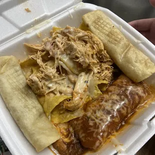 Tamales Deluxe with guac salad on the side