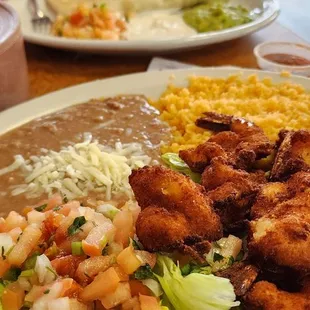 Breaded Shrimp Plate And Babygirl's Steak Quesadilla
