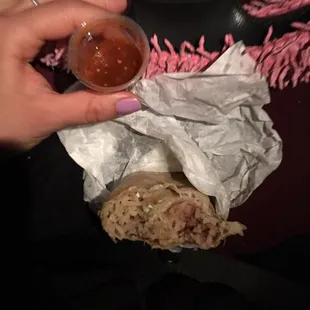 Veggie Burrito &amp; their BOMB Red Salsa