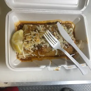 The wet burrito yummy !  Mouth watering delicious