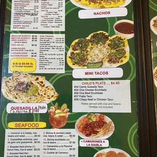 menu and prices
