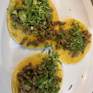 3 fajita tacos, no onions