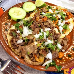 Chicken and Al Pastor tacos had so much meat with them, we needed to take home leftovers.