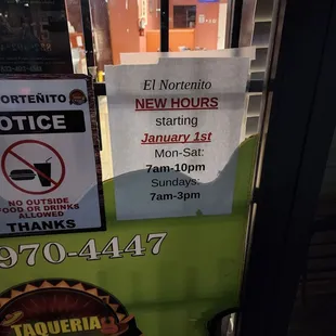 New hours of operation as of 2024.