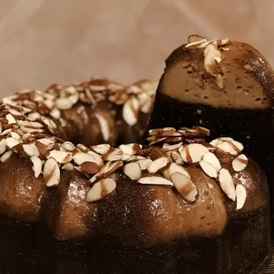 Mouthwatering Chocolate Cakeflan, also known as our famous Chocoflan. Call us to place your order