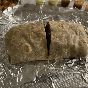 Beef burrito! This is my favorite. It&apos;s stuffed it&apos;s good and the price you can&apos;t beat it. This burrito has avocado by the way