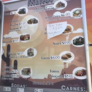 a menu for a mexican restaurant