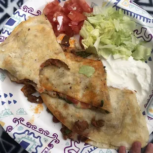 Generous pastor quesadilla. Excuse the bite, I was hangry ok?