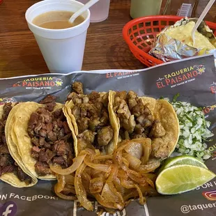 combo 2 bistec 2 mollejas, papa and frijoles