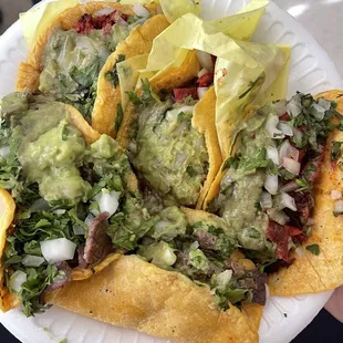 Tacos  asada pastor and chorizo.
