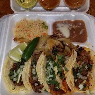 Taco plate fajita with 2 pastor added.  $13
