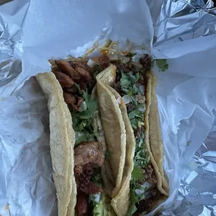 Pastor and chorizo tacos