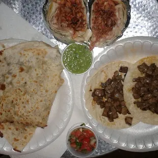 a taqueria el pastoro and two quesadillas