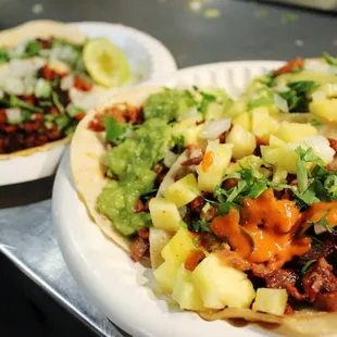 My most favorite el pastor in town!  Chorizo and asada in the background...yummy also!