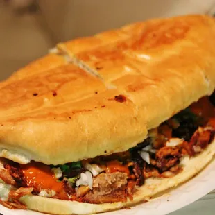 Al Pastor Torta ($8). HUGE portion! I could only eat half of it! This is the best al pastor I've found so far :P