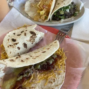 Bean and cheese with bacon taco