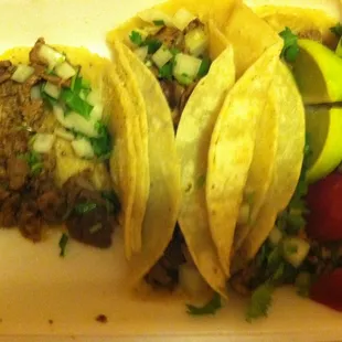 Amazingly good tacos de asada. Their salsa is really spicy and trust me I like spicy!