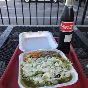 Cheese enchiladas w nicely tangy green sauce