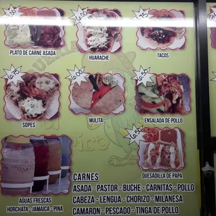 the menu for the restaurant