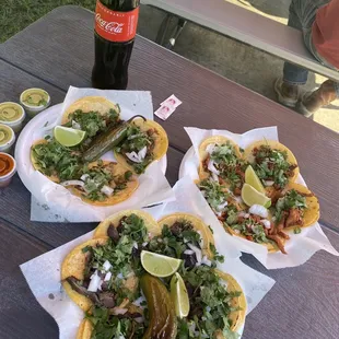 Tacos. They are street style and small which is great.