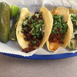 Carnitas,pastor and chorizo