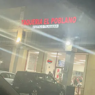 Outside of the restaurant.