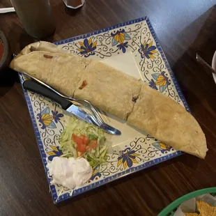 Handmade quesadilla with steak - this is huge