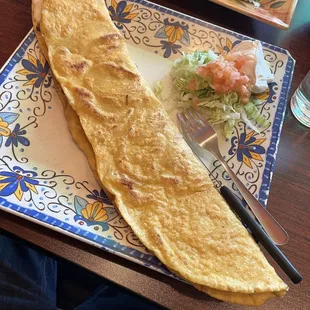 Lengua quesadilla fit for Godzilla (Godzirra)