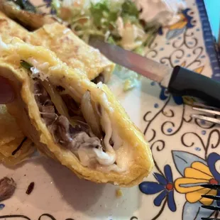 Inside the lengua quesadilla