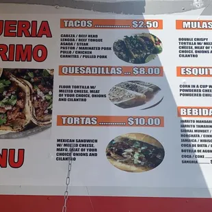 a menu for a mexican restaurant