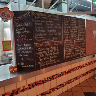 menus on the wall