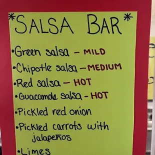 Salsa bar for your enjoyment, it&apos;s no longer self serve due to covid.