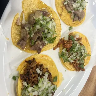Street Tacos - Adobada, Carne Molida, Lengua, Cabeza