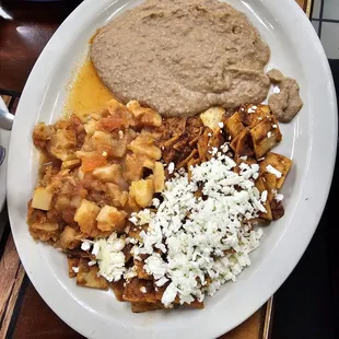 Chiliquiles plate with papa Ranchero