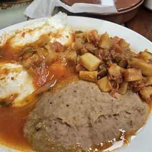 Huevos Rancheros plate made the potatoes ranchero style also.