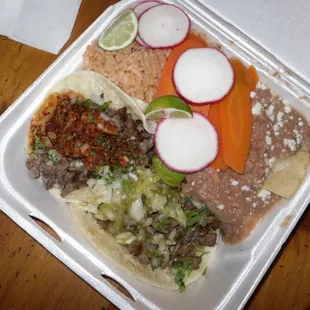 More carne asada tacos - combo plate