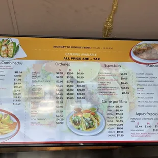 Menu #2 as of July 2022