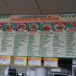 The menu